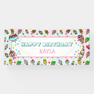 Happy Birthday Ice Cream and Sprinkles Birthday Banner