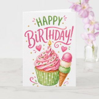 Happy Birthday Ice Cream Cone Birthday Card