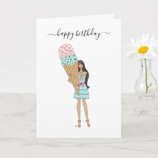 Happy Birthday - Ice Cream Fashion Girl Card