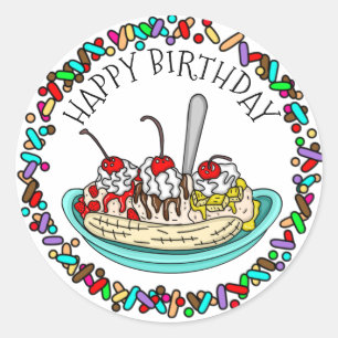Happy Birthday   Ice Cream Party Classic Round Sticker