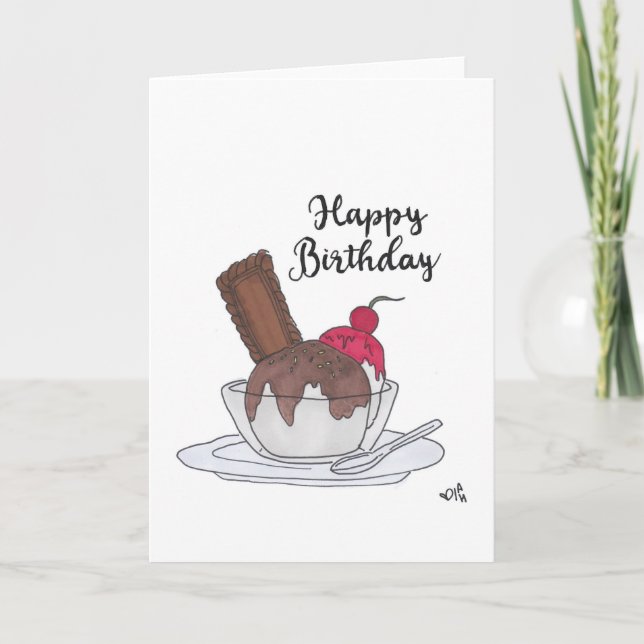 Happy Birthday Ice Cream Sundae Card (Front)
