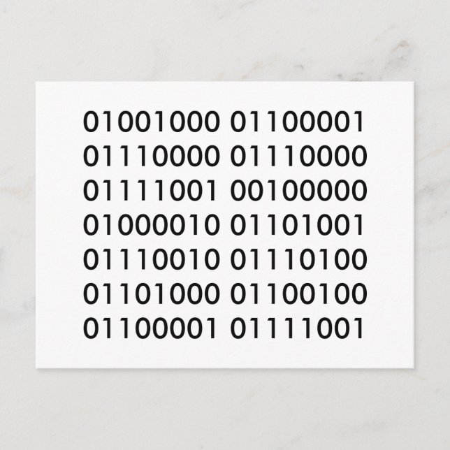 Happy Birthday in Binary Code Postcard (Front)