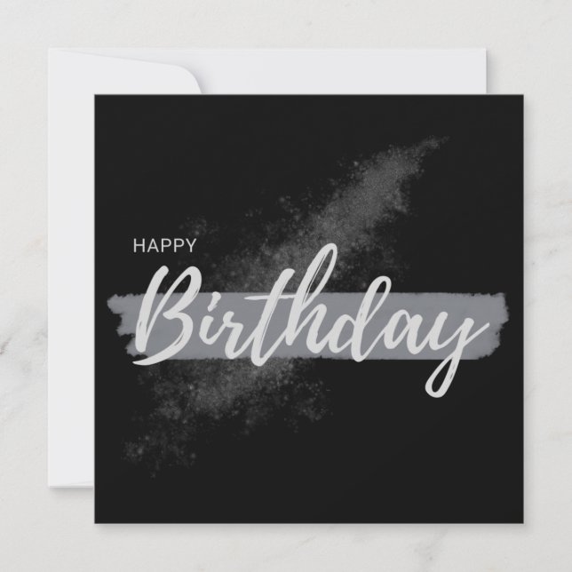 happy birthday in black thank you card (Front)