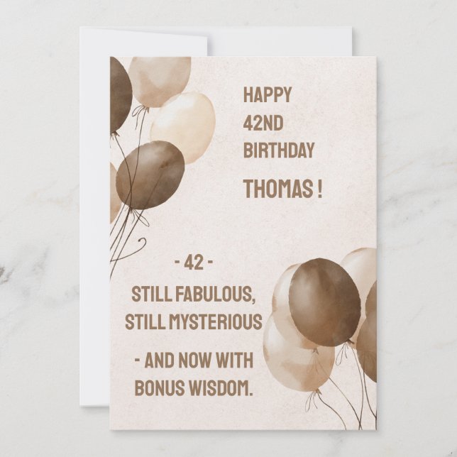 Happy Birthday in Brown with Brown Balloons Invitation (Front)