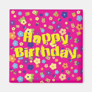 Happy Birthday in Flowers Magnet