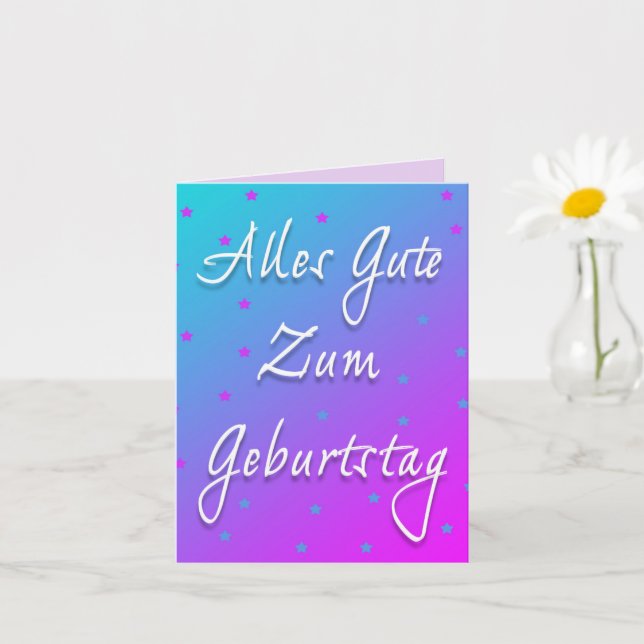 Happy Birthday In German Folded Greeting Card (Small Plant)