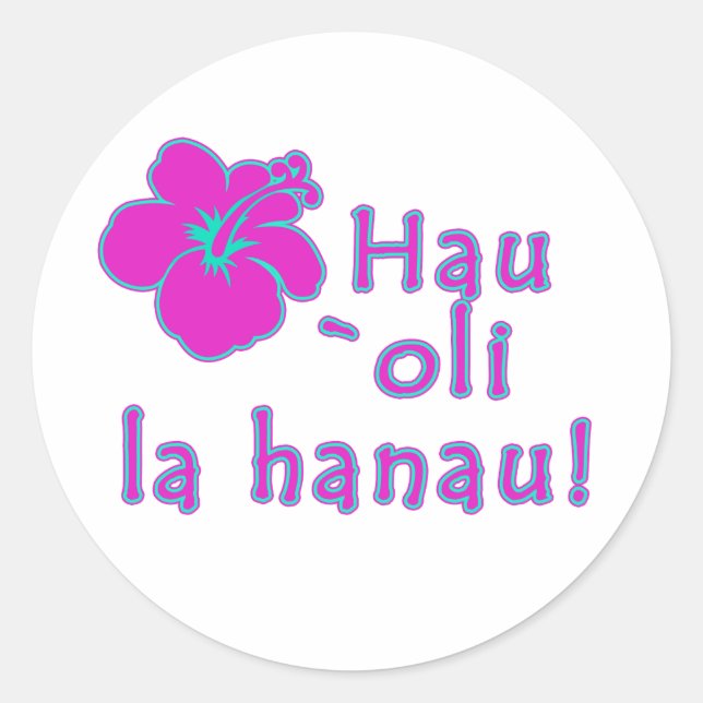 Happy Birthday In Hawaiian Classic Round Sticker (Front)