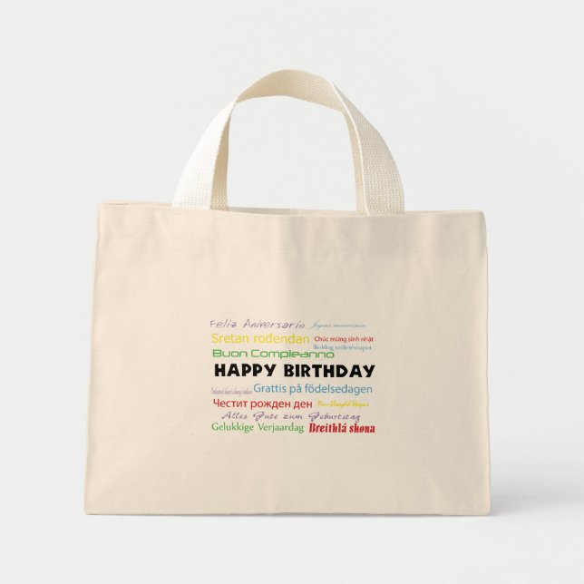 Happy Birthday in Many Languages Reusable Bag (Front)
