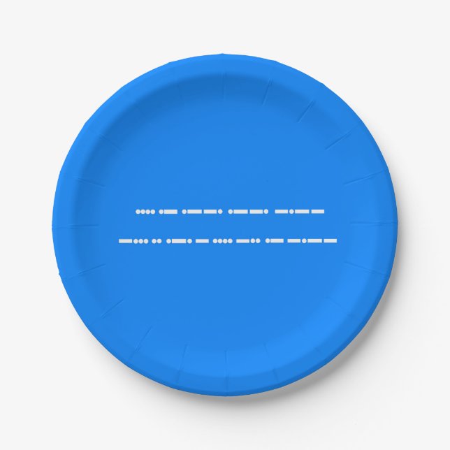 Happy Birthday in Morse Code Paper Plate (Front)