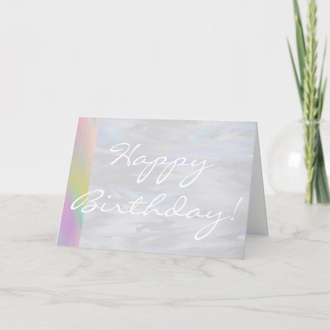 Happy Birthday in Purple Rainbow Greeting Card (Front)
