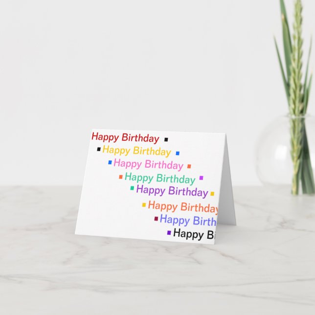 Happy Birthday in rainbow colours greeting card (Front)