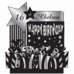 Happy Birthday in Silver & Black | DIY Name & Age Standing Photo Sculpture<br><div class="desc">Free-standing Birthday Cutouts. Makes a great conversation starter! This adorable DIY party table/cake topper will be a giant hit at the party. Great for any birthday ( 1st, 2nd, 3rd, 4th, 5th, 6th, 7th, 8th, 9th, 10th, 11th, 12th, 13th, 14th, 15th, 16th, 17th, 18th, 19th, 20th, 21st, 22nd, 23rd, 24th,...</div>