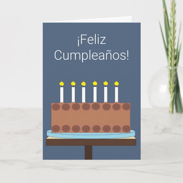 Happy Birthday in Spanish: Blue-grey Card (Front)