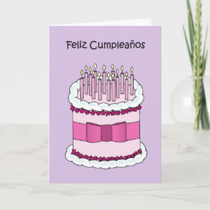 Happy Birthday in Spanish Cake and Candles Card