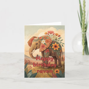 Happy birthday indian elephant foldet card
