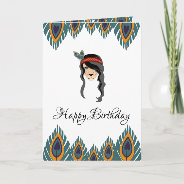 happy birthday indian lion card (Front)