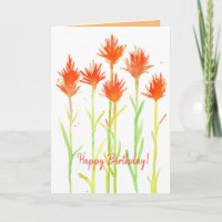 Happy Birthday Indian Paintbrush Watercolor Flower