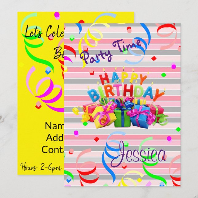 Happy Birthday Invitation (Front/Back)