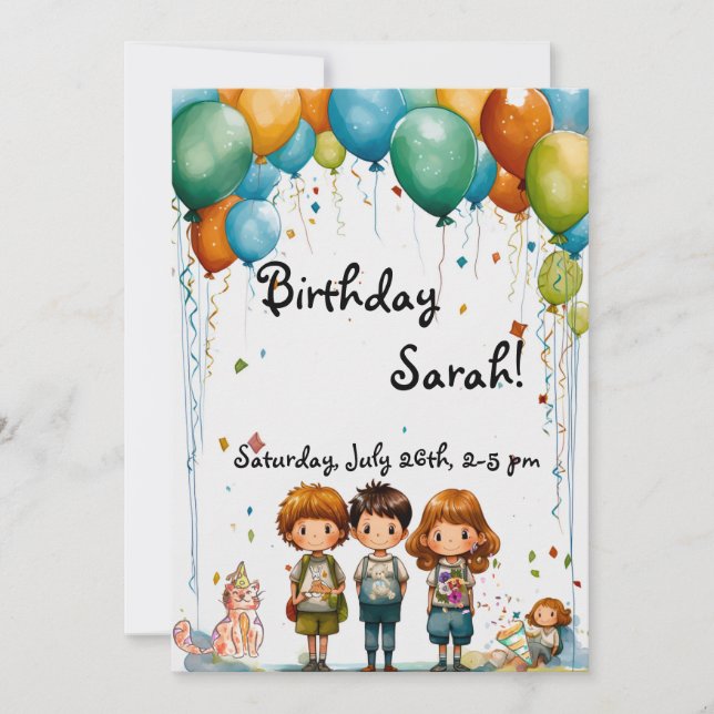 Happy Birthday Invitation, Birthday Invitation  (Front)