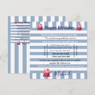 Happy Birthday Invitation Blue & White Stripe 
