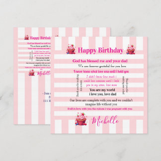 Happy Birthday Invitation Pink & White Stripe