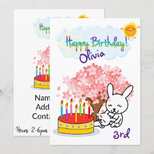 Happy Birthday Invitation Rabbit Cake