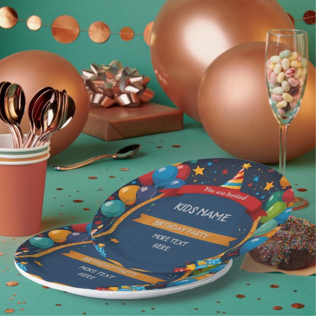 Happy Birthday Invite  Paper Plate (Multi)