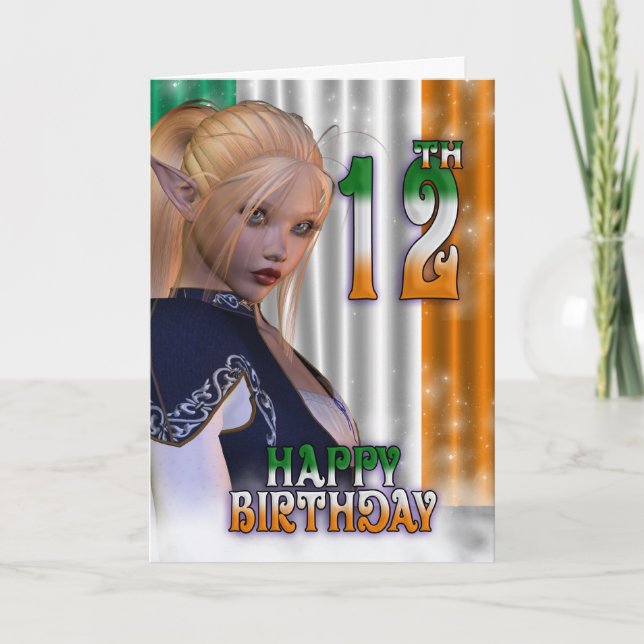 Happy Birthday Irish, Elf Card (Front)