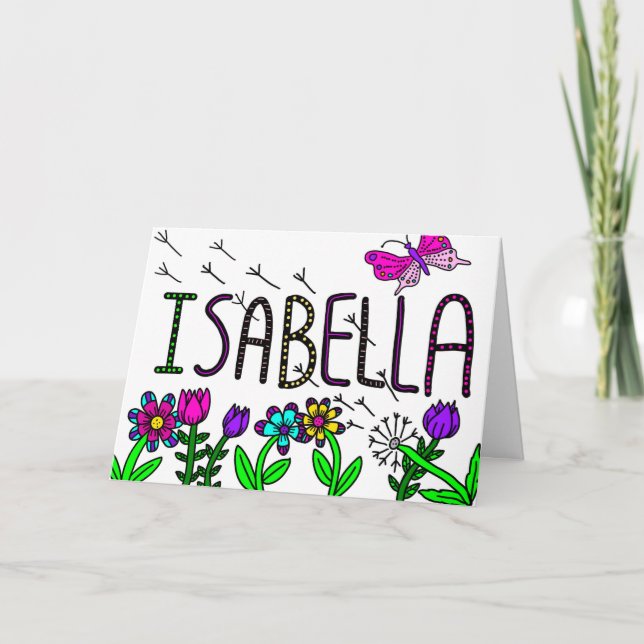 Happy Birthday Isabella Sweetest Girl in the World Card (Front)