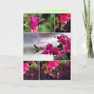 Happy Birthday Jane Green Carib Hummingbird Card