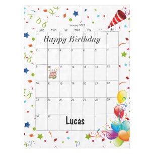 Happy Birthday January 2022 Tablecloth 