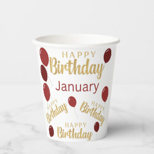 Happy birthday January birthdays Paper cup
