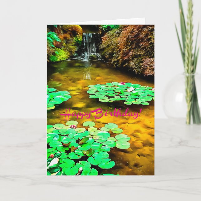 Happy Birthday Japanese Garden Card (Front)