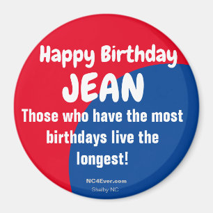 Happy Birthday JEAN Refrigerator Magnet