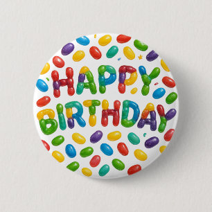 Happy Birthday Jelly Beans 6 Cm Round Badge