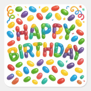 Happy Birthday Jelly Beans Square Sticker