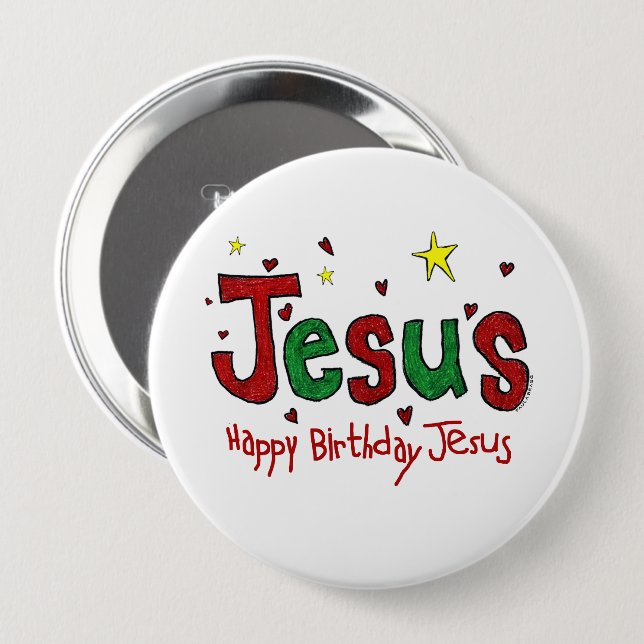 Happy Birthday Jesus 10 Cm Round Badge (Front & Back)