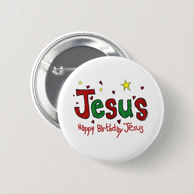 Happy Birthday Jesus 6 Cm Round Badge (Front & Back)