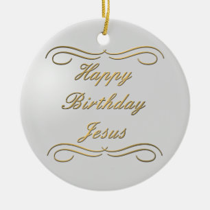 Happy Birthday Jesus Ceramic Tree Decoration