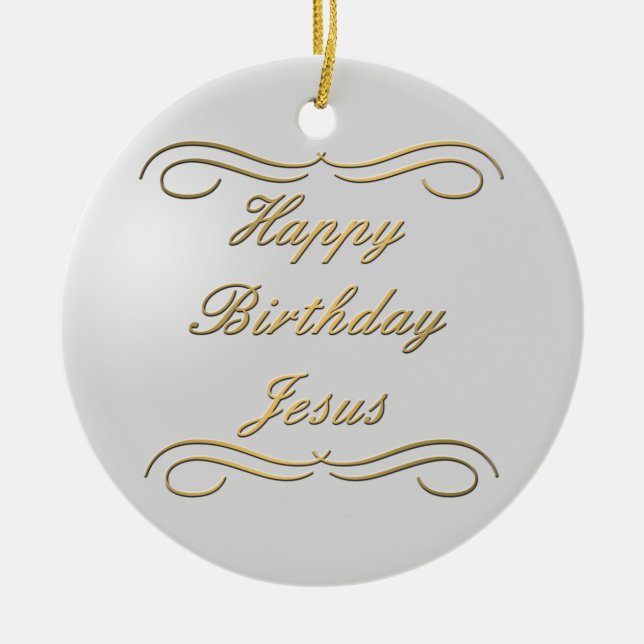 Happy Birthday Jesus Ceramic Tree Decoration (Front)