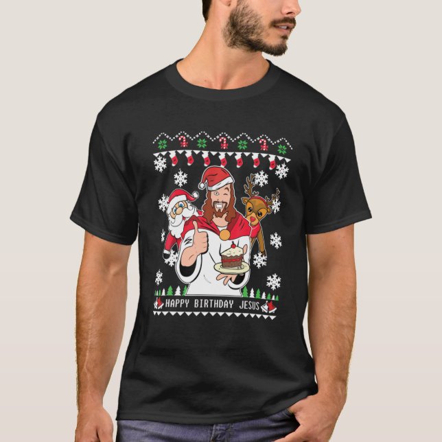 HAPPY BIRTHDAY JESUS Christian Christmas Women Men T-Shirt (Front)