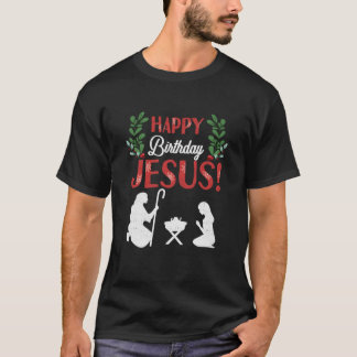 Happy Birthday Jesus Christmas Christian Manger T-Shirt