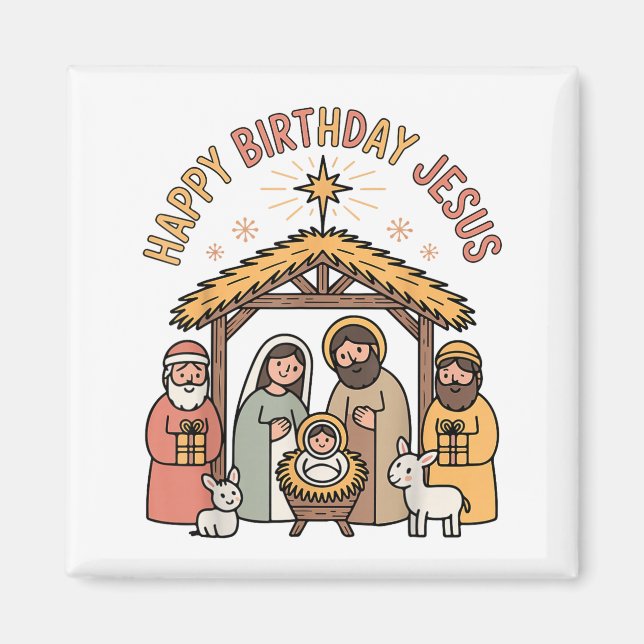 Happy Birthday Jesus Christmas Christian Outfit To Magnet (Front)