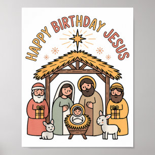 Happy Birthday Jesus Christmas Christian Outfit To Poster
