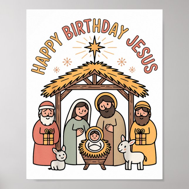 Happy Birthday Jesus Christmas Christian Outfit To Poster (Front)