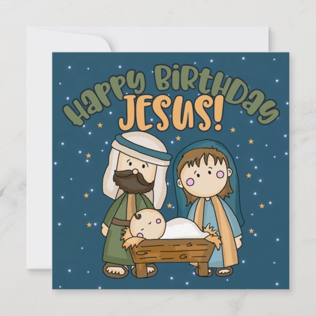 Happy Birthday Jesus Christmas Greeting Card (Front)
