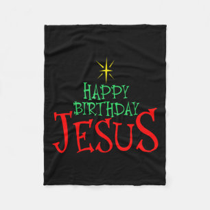 Happy Birthday Jesus Christmas Happy Birthday Jesu Fleece Blanket