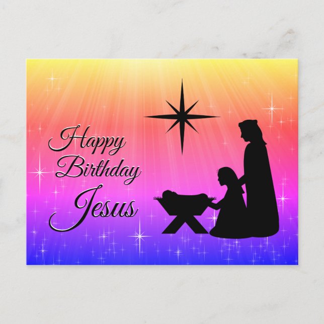 Happy Birthday Jesus,  Christmas Nativity Holiday Postcard (Front)