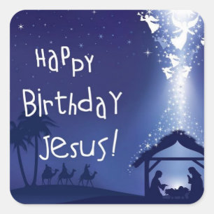 Happy Birthday Jesus Christmas Square Sticker