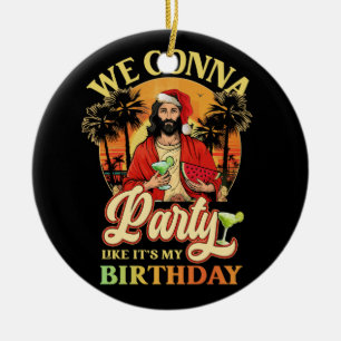 Happy Birthday Jesus Christmas Summer Bday Party O Ceramic Tree Decoration